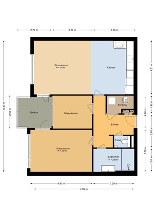Floorplan - Blokkenmakerssteeg 12, 3751 BZ Bunschoten-Spakenburg